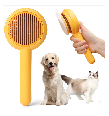 Cepillo Calabaza para Perros y Gatos – Autolimpiante y Masajeador